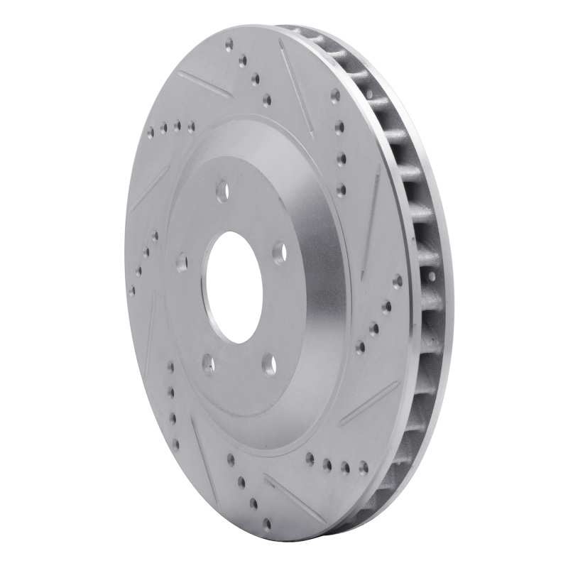 Cadillac XLR Brake Rotor (1) - Left Front - R1 Concepts - Drilled & Slotted - Silver - `97-`09